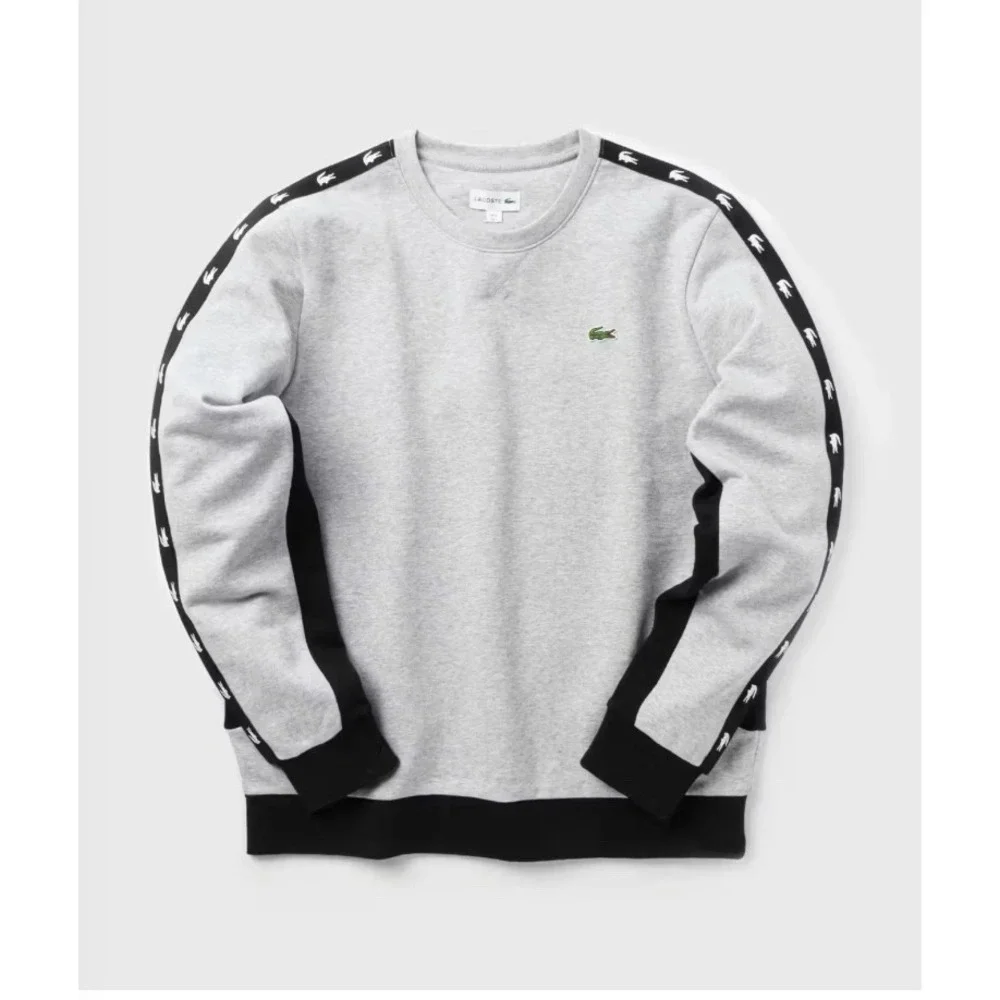 Lacoste Gray Crewneck Colorblock Logo Fleece Sweatshirt Mens 4 Medium Sporty